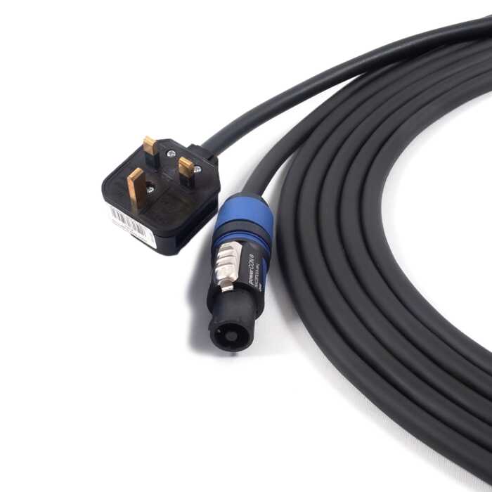 Neutrik Powercon H07 Cables. 20 amp Connectors. NAC3FCA - UK Plug. PA mains lead. 3x2.5mm Conductor Size. UK. EU. AU. US. IEC Plugs.